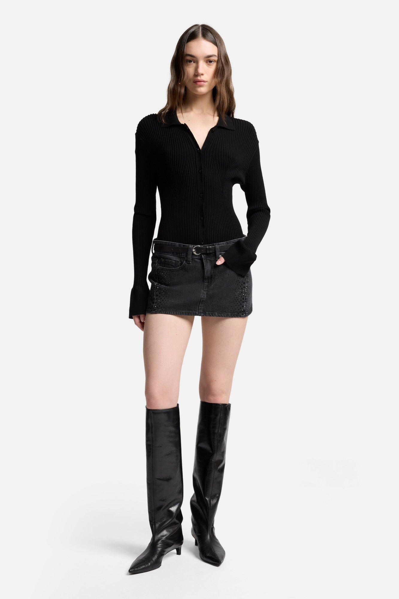 MANKIND Twisted Cherry Skirt in Thunderstorm | 7 For All Mankind