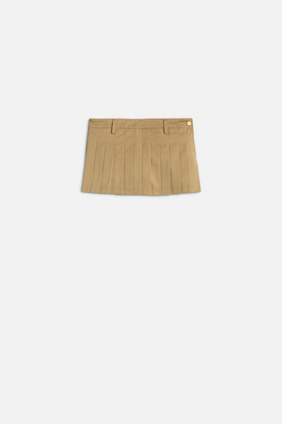 Comfort Twill Pleated Mini Skirt in Sand Storm