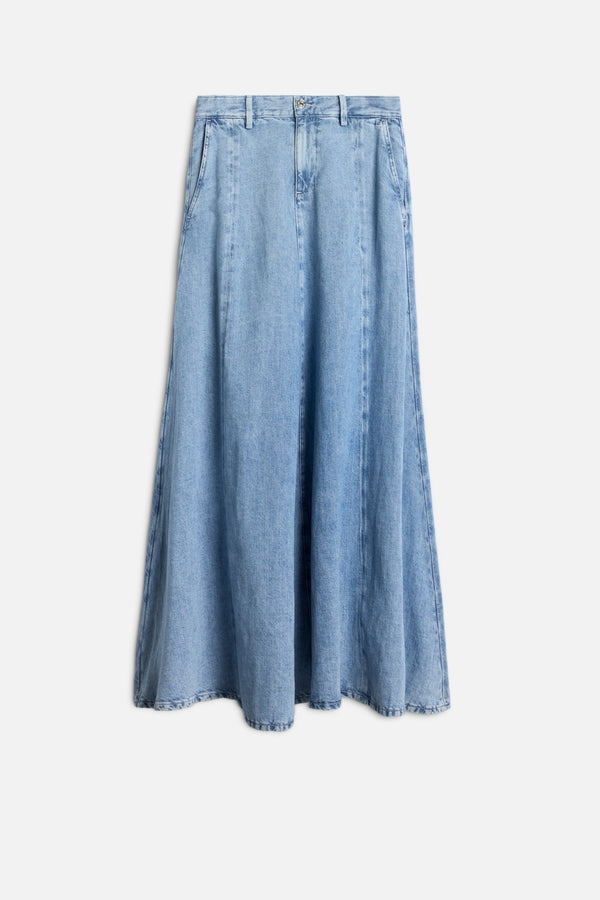 DRAMA SKIRT in Indigo Linen
