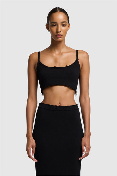 CROPPED TANK in Cotton Black