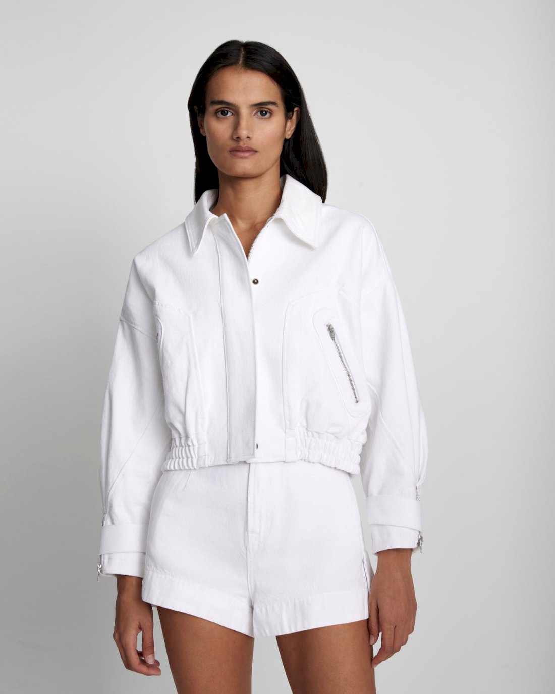 7 for all mankind Cropped Bomber Jacket Denim Jackets