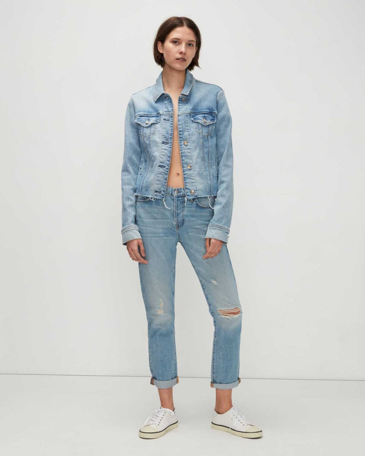 The Art Of Pulling Off A Denim Jacket No Matter The Season | Denim jacket  with dress, Denim jacket outfit, Fashion outfits