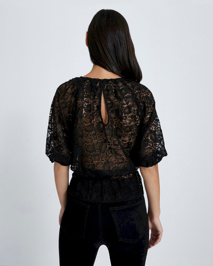 Soft Volume Lace Top In Black | 7 For All Mankind