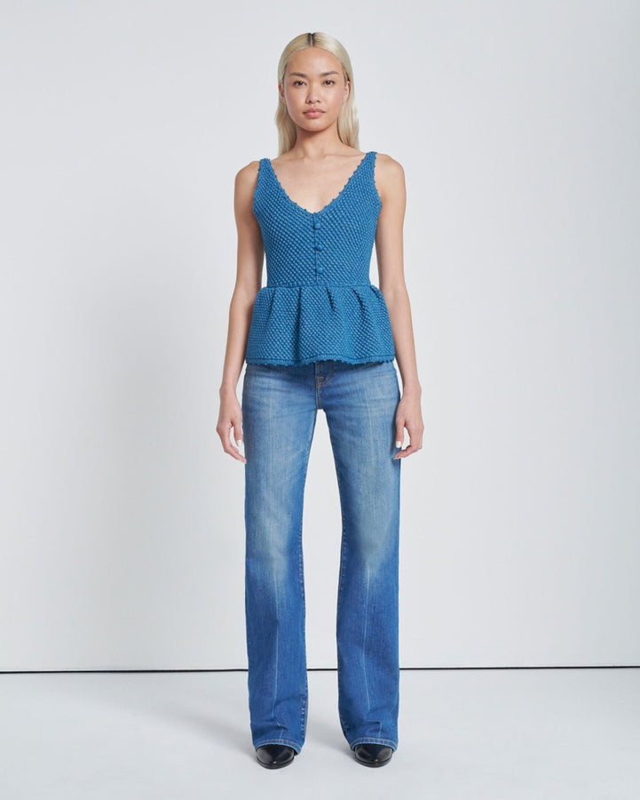 Crochet Peplum Top In Ink Blue | 7 For All Mankind