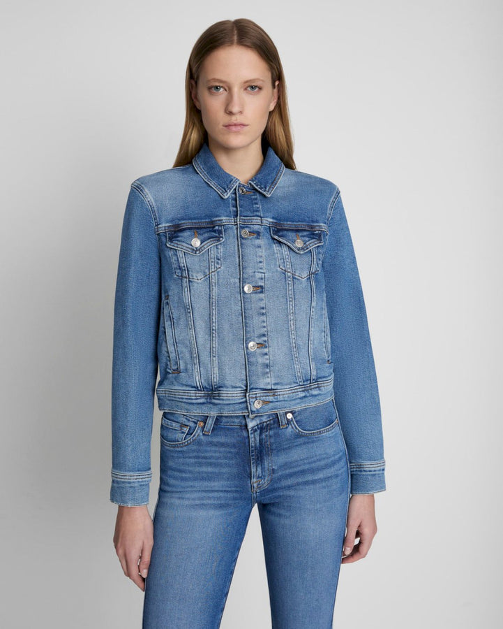 Classic Trucker Jacket in Lyme For All Mankind - Main Image