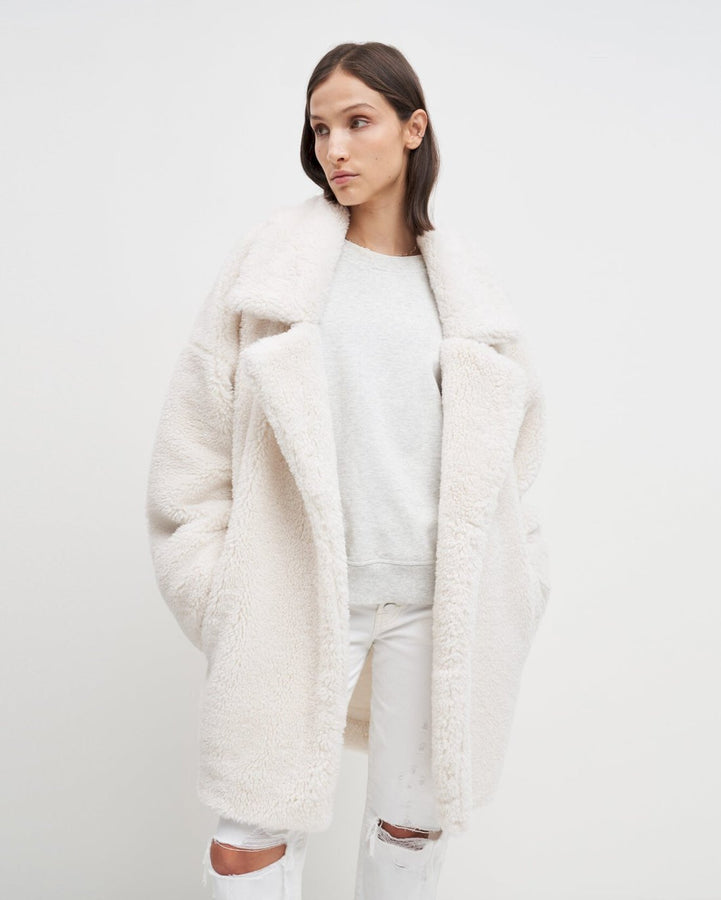 Shearling Cozy Coat In Ivory For All Mankind