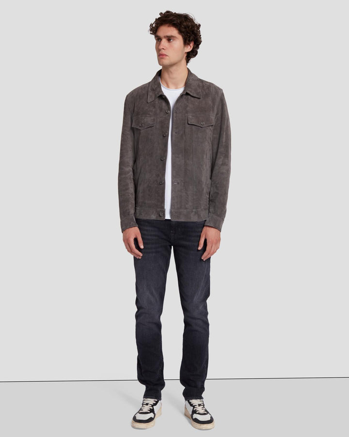 Suede Western Jacket in Dusty Grey | 7 For All Mankind