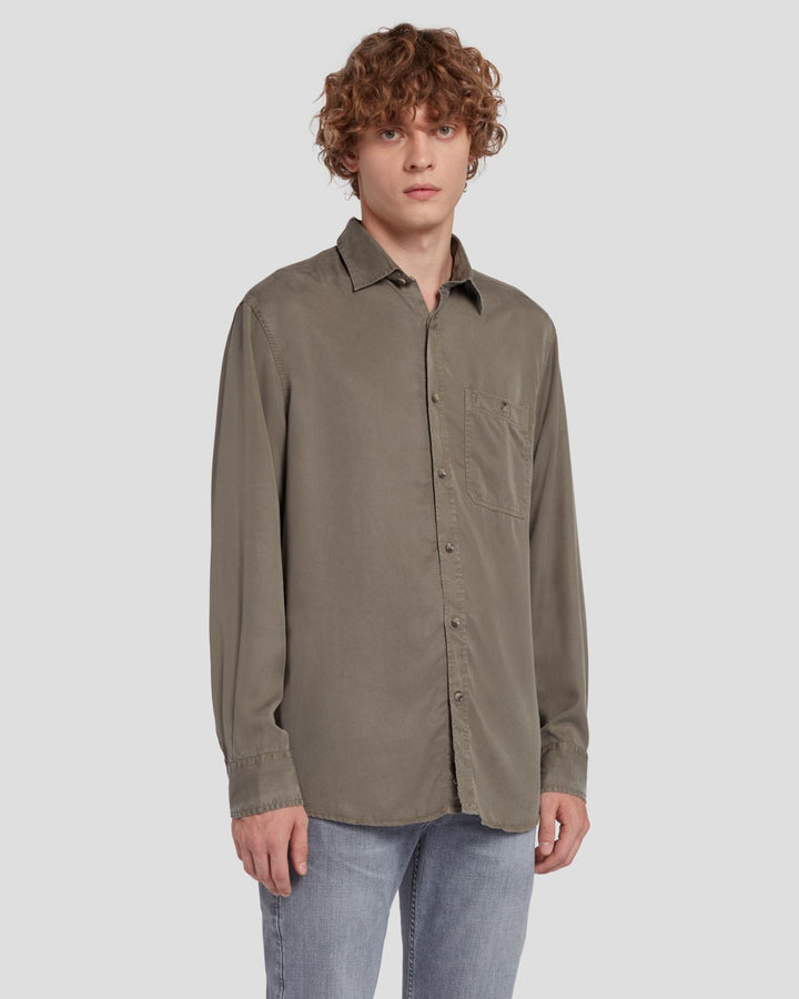 Tencel Shirt in Grey | 7 For All Mankind