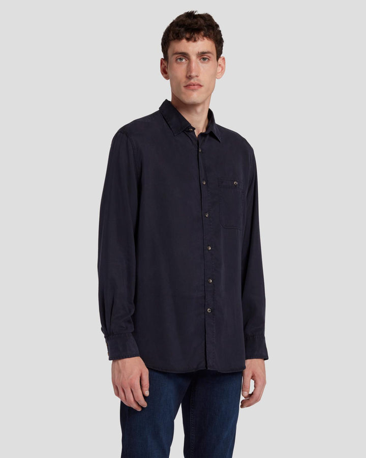 Tencel Shirt in Navy | 7 For All Mankind