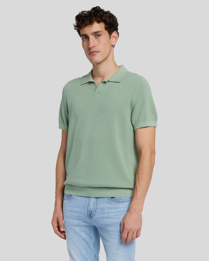 Textured Sweater Polo in Celadon 7 For All Mankind