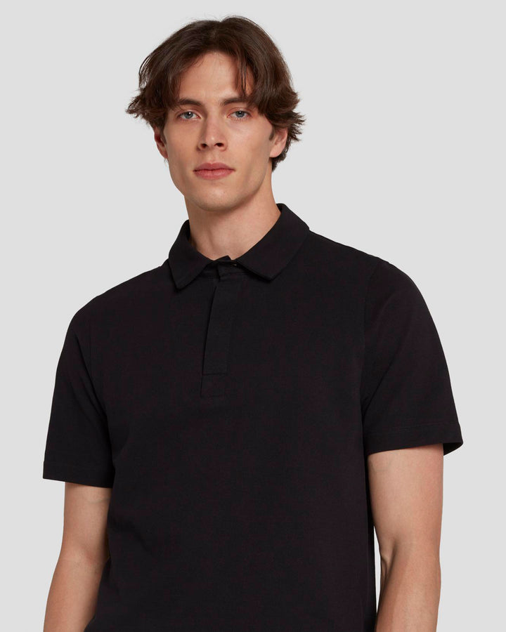 black knitted polo shirt