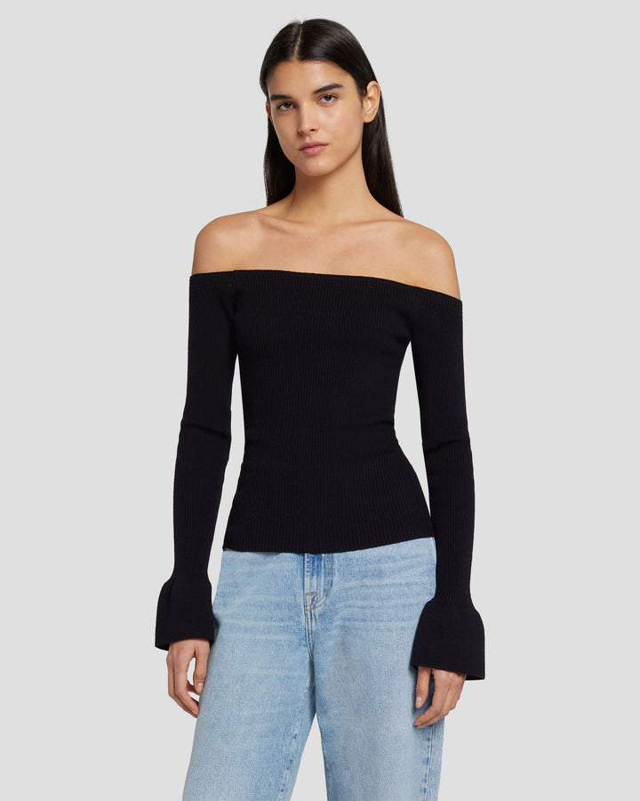 Off Shoulder Sweater in Black