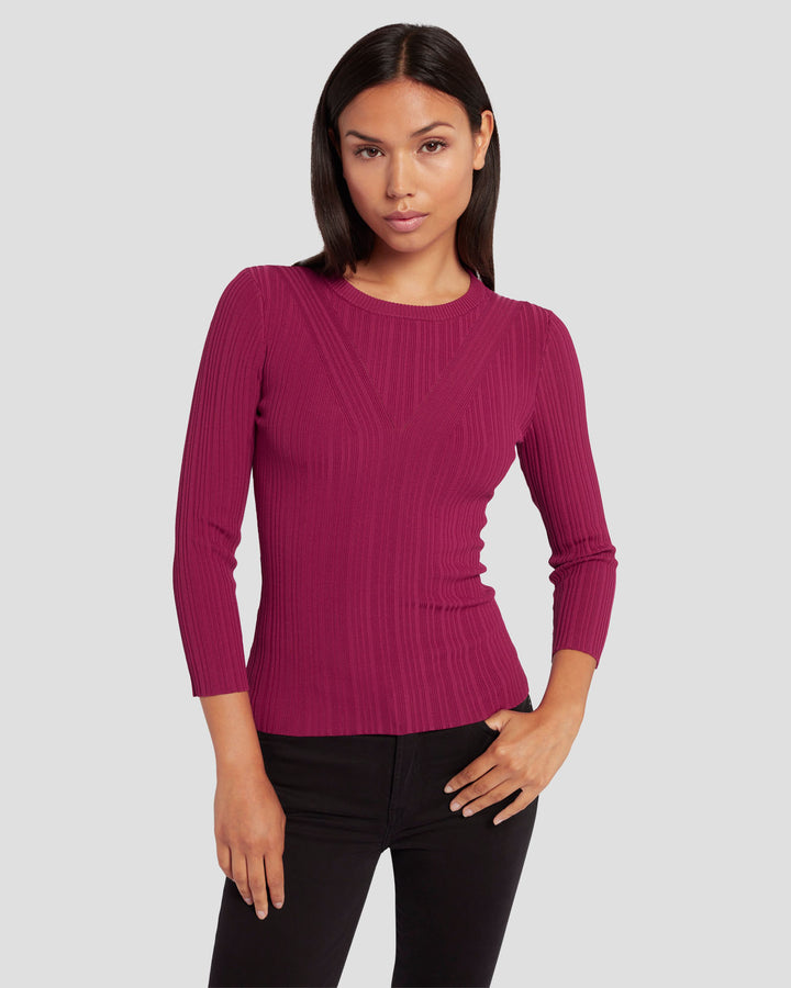 Open Back Knit Top in Raspberry | 7 For All Mankind