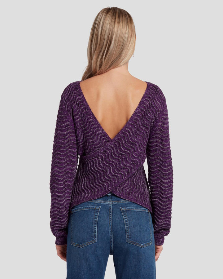 Cross Back Sweater in Violet | 7 For All Mankind