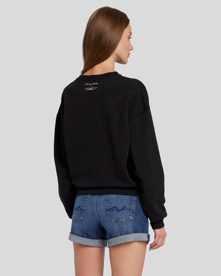 Alexandra Nechita Embroidered Sweatshirt in Black | 7 For All Mankind