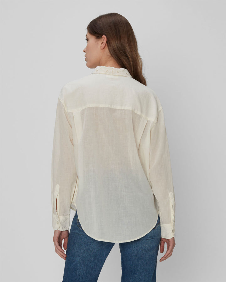 White Eyelet Victorian Button-up Shirt, GAP