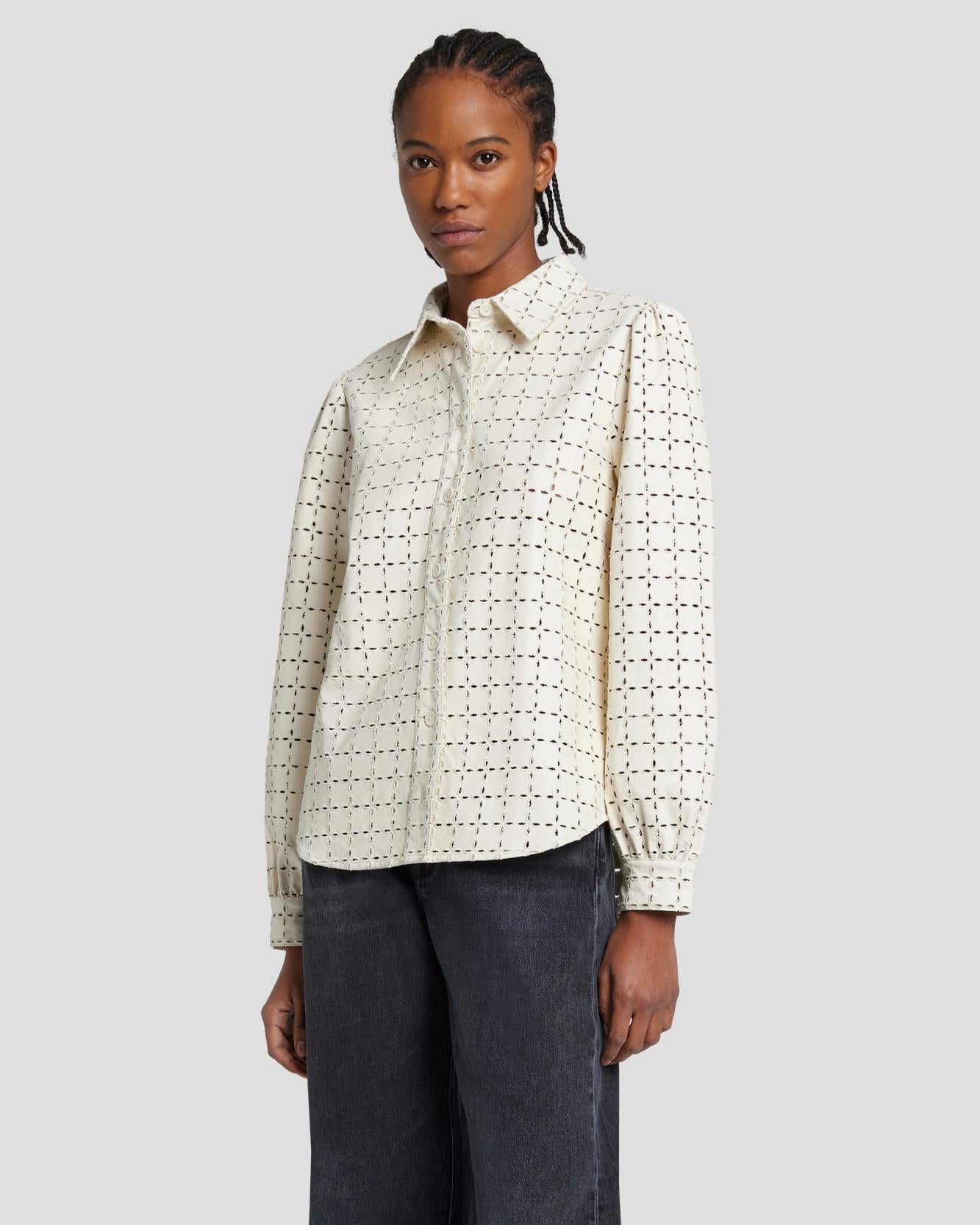 7 for all mankind Faux Leather Eyelet Classic Shirt Tops