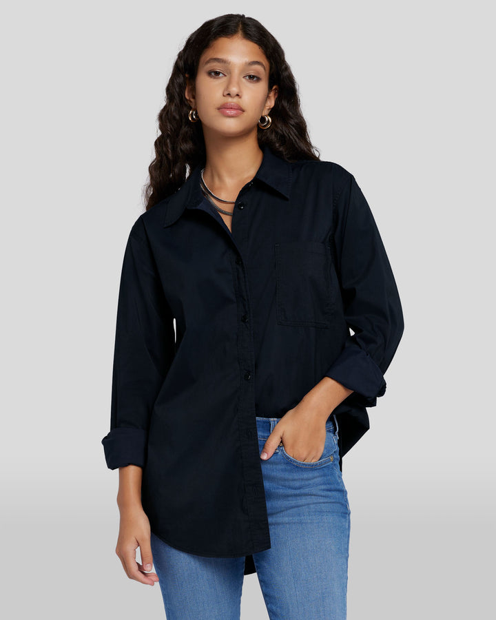 Poplin Button Down in Black