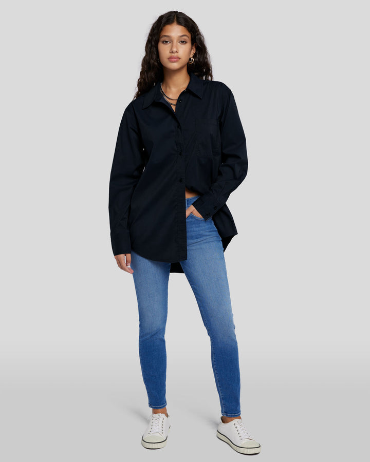 Poplin Button Down in Black