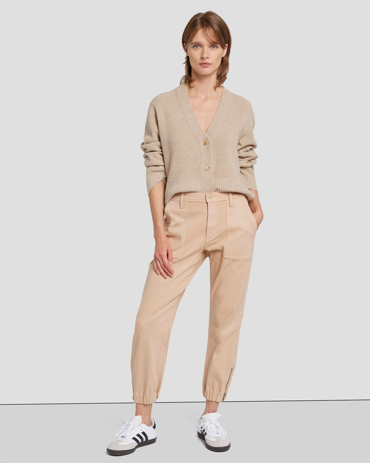 TROUSERS WITH SATIN WAISTBAND - Light camel