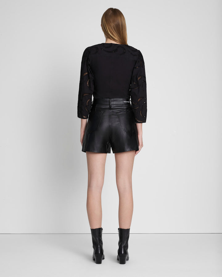 High Waist Coated Faux Leather Shorts