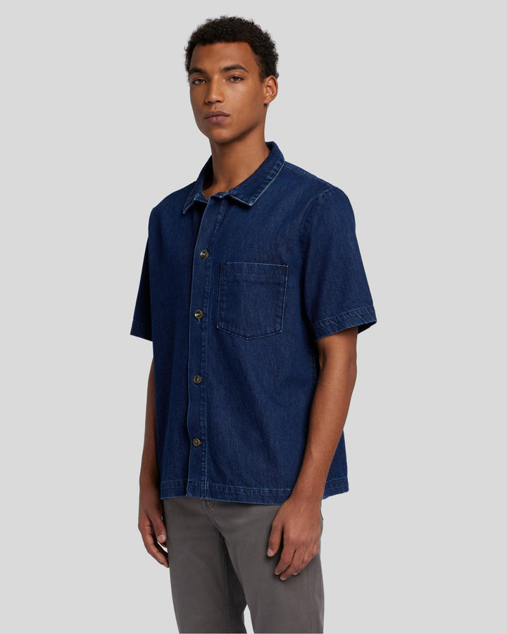 Denim Camp Shirt in Dark Azure | 7 For All Mankind