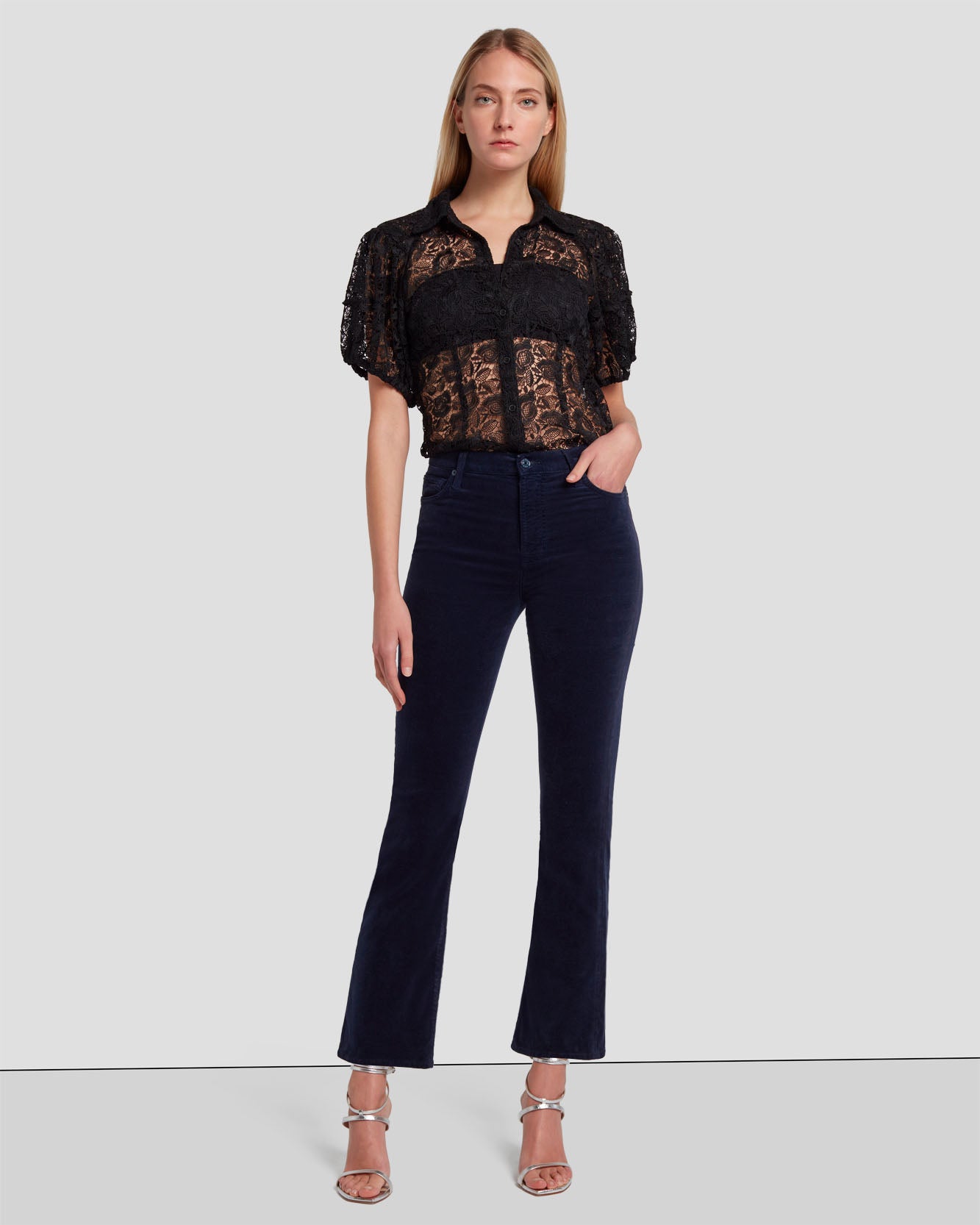 Velvet High Waist Slim Kick in Ink | 7 For All Mankind