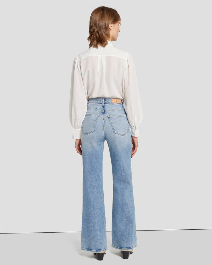 Jo high-rise flared cropped jeans in blue - 7 For All Mankind