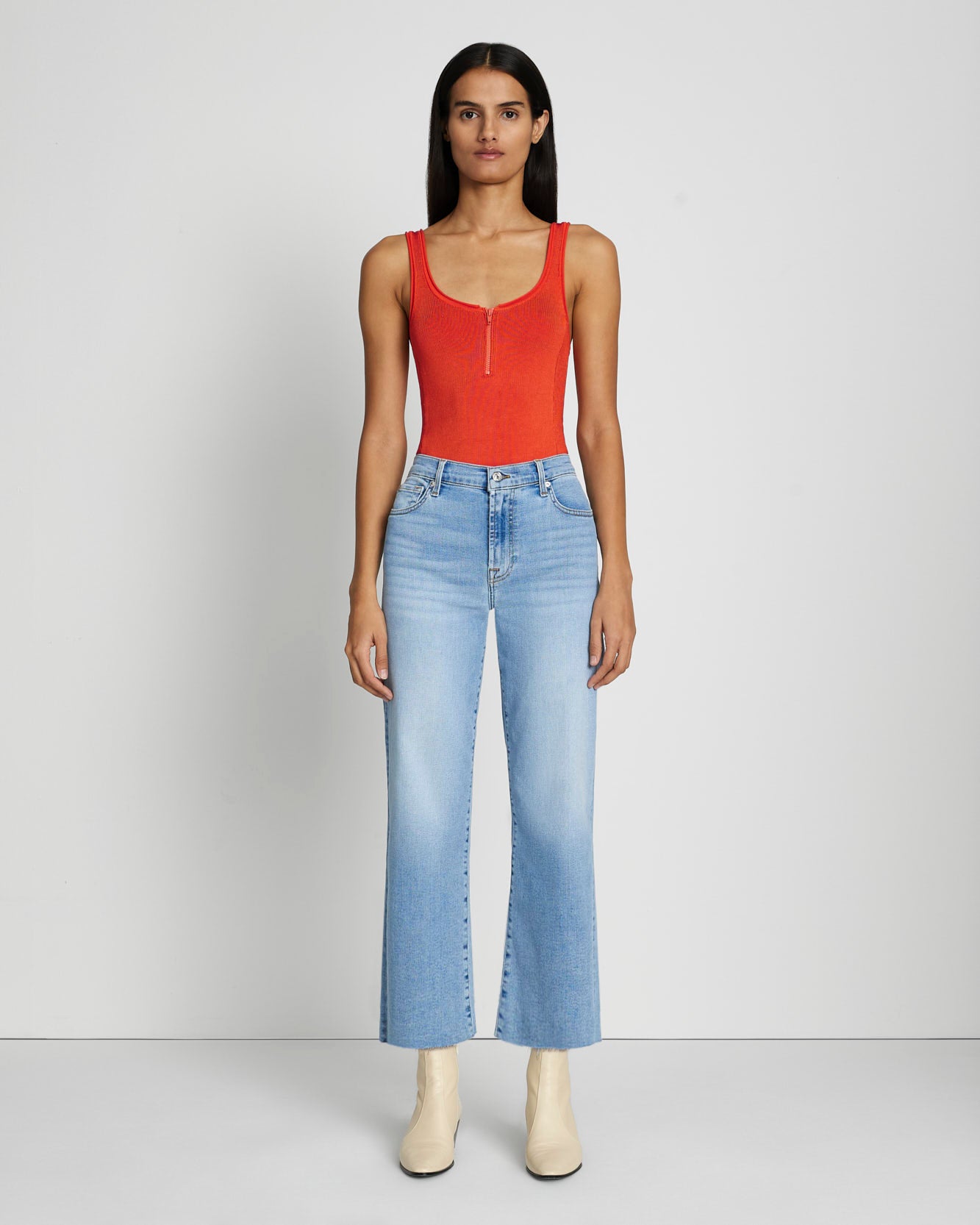 デニム・ジーパン 7 For All Mankind 'Alexa Cropped' jeans 7 For All Mankind Women's Cropped Alexa W/Raw Cut Hem, Clara