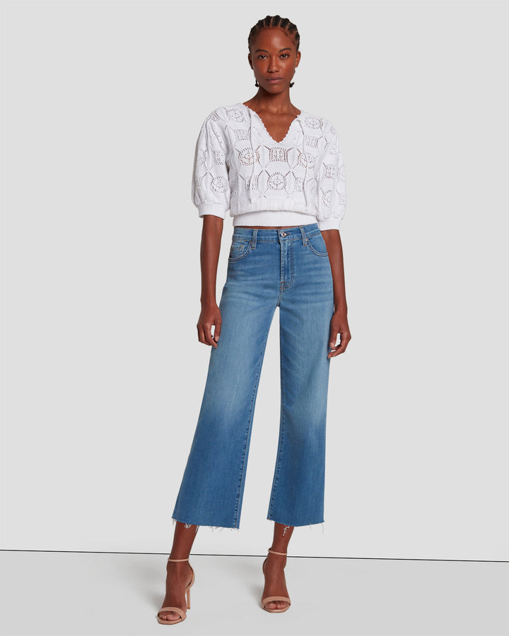 7 For All Mankind Alexa High Rise Cropped Wide Leg Jeans in Opp