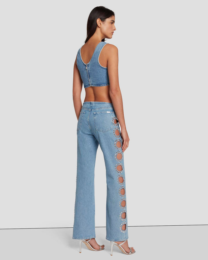 Alice and olivia side best sale snap jeans