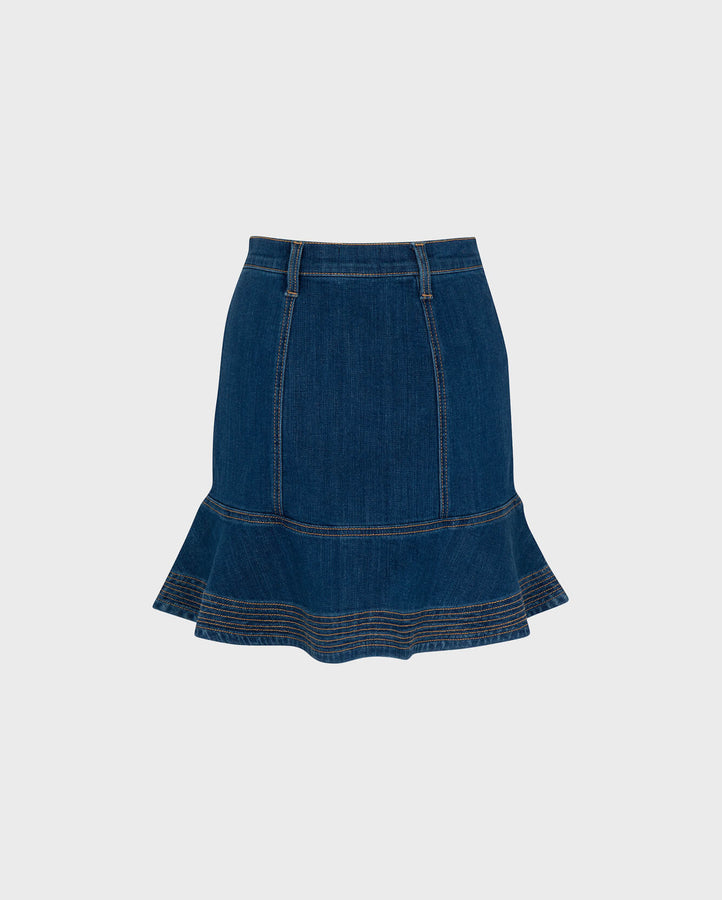 Broken Twill Flounce Skirt In Vanity