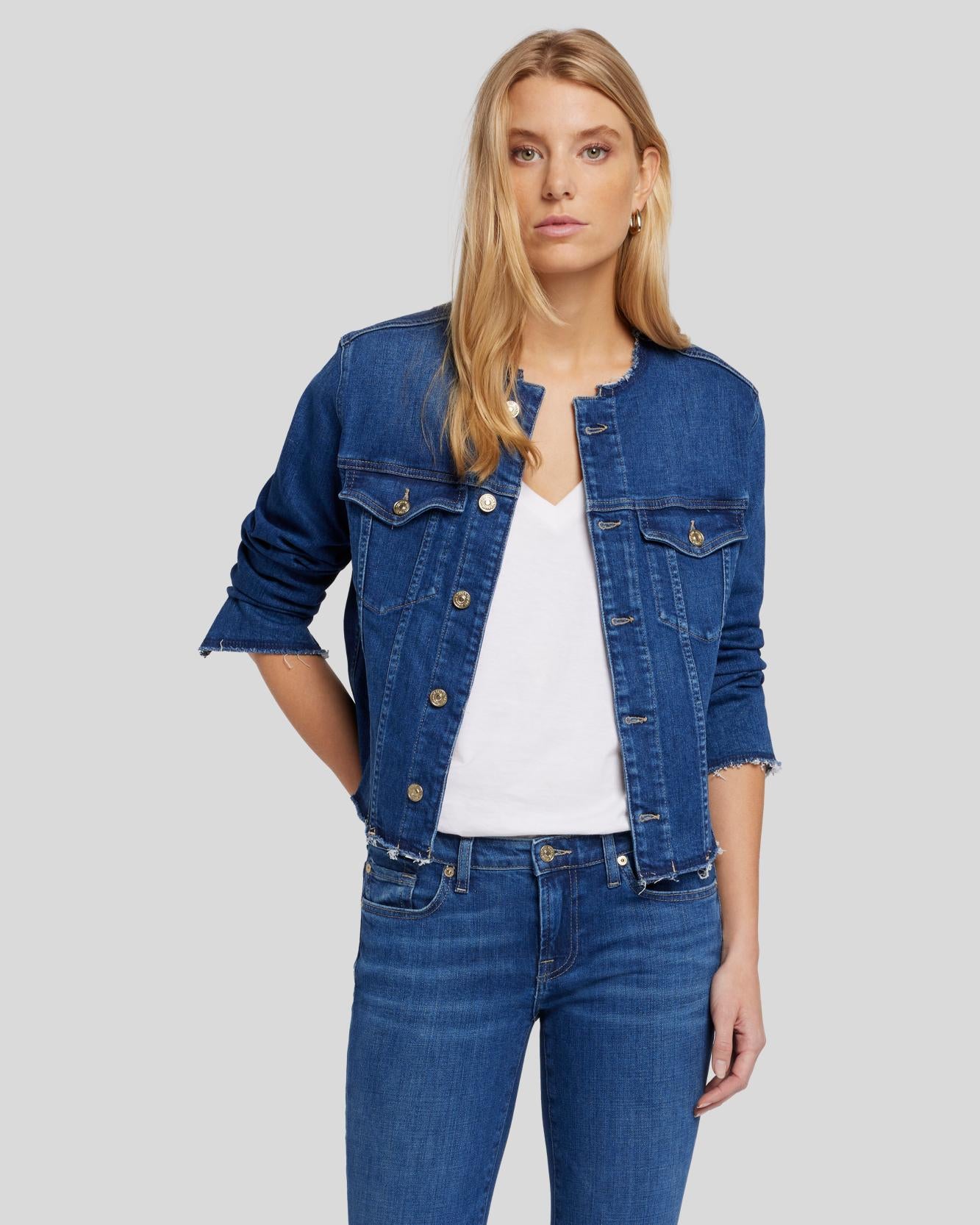 Slim Illusion Koko Denim Jacket in Saturday | 7 For All Mankind