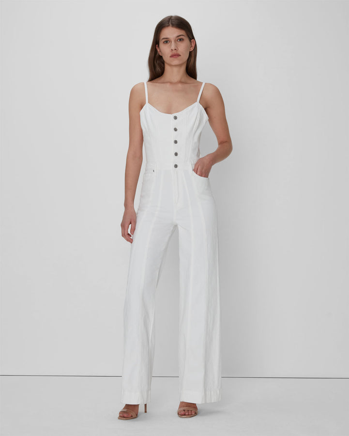 Bustier Jumpsuit In White | 7 For All Mankind