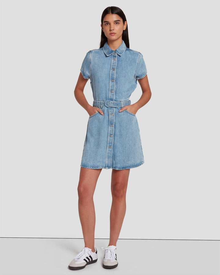 Buy Nuon Solid Black Button Down Denim Dress from Westside