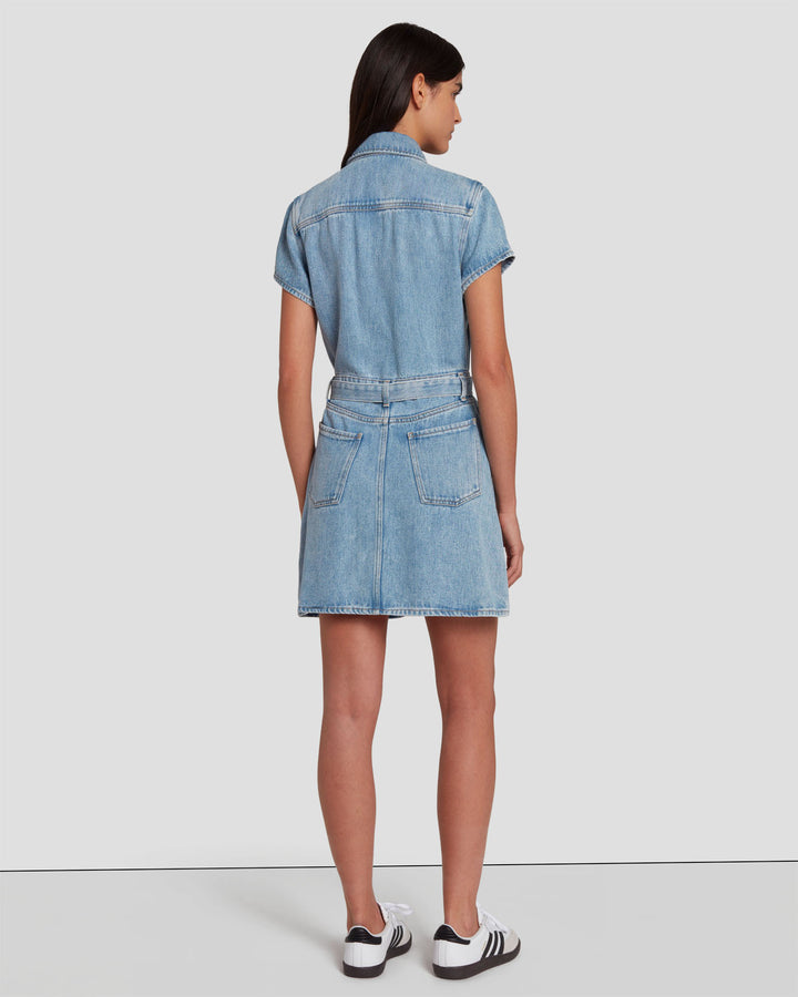 Sail On By Chambray Denim Dress – Pink Lily