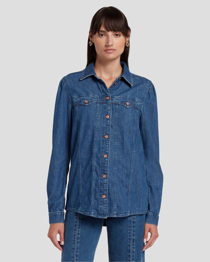 Levi's Women Premium Essential Western Denim Shirt Light Wash 167860001 |  eBay