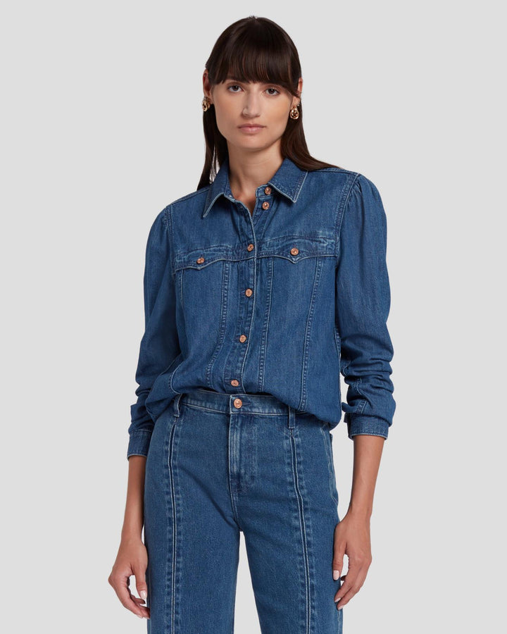 【DEARMINE】Bella Western Denim Shirt DEARMINE】Bella Western Denim Shirt