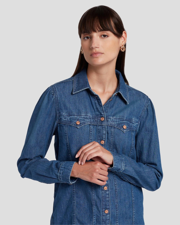 【DEARMINE】Bella Western Denim Shirt Where to Buy Bella Hadid's $50 Denim Western Shirt