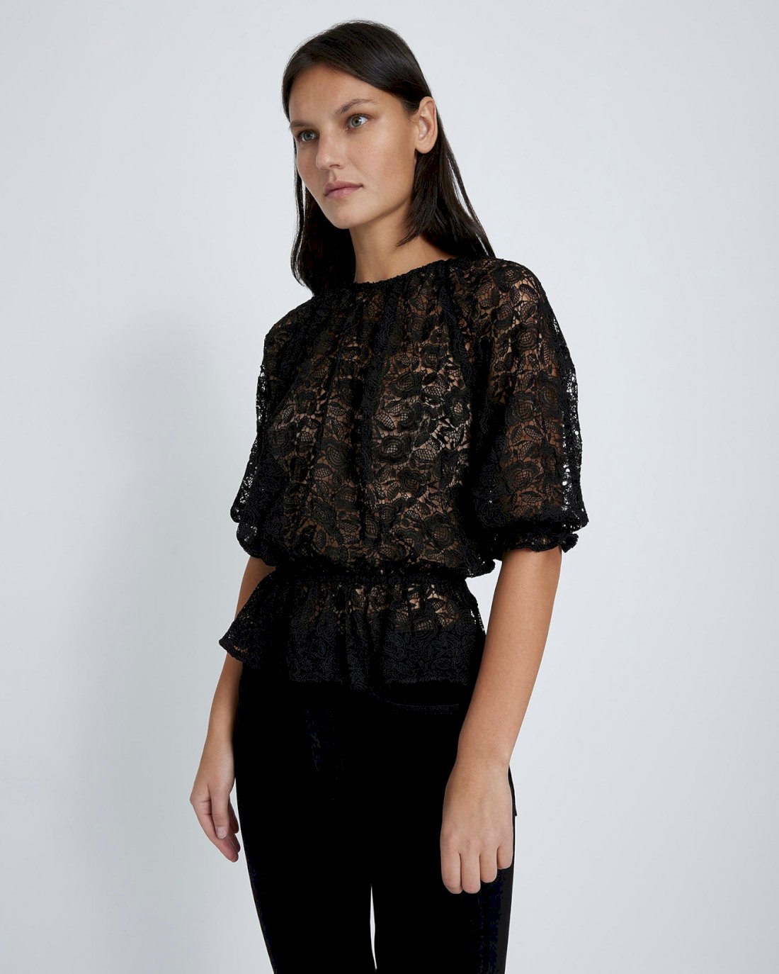 Soft Volume Lace Top In Black | 7 For All Mankind Soft Volume Lace Top In Black | 7 For All Mankind