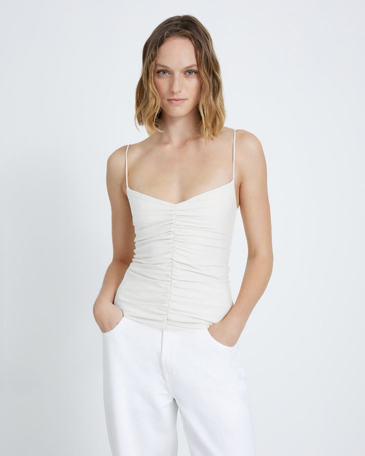 Ruched Cami in White