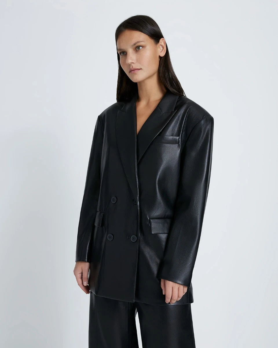 Faux Leather Blazer in Black 7 For All Mankind