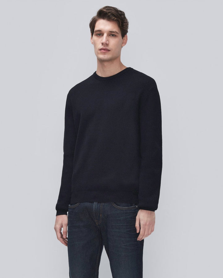 Luxe Performance Rib Sweater in Navy   7 For All Mankind