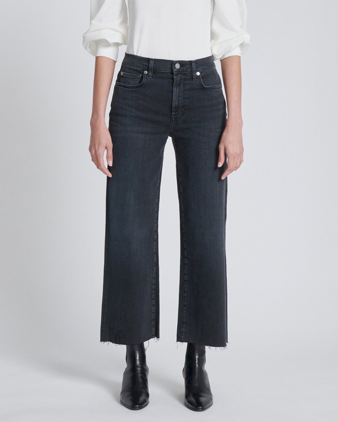 デニム・ジーパン 7 For All Mankind CROPPED \"ALEXA SEA\" LEVEL WITH RAW CUT Cropped Alexa in Meisa | 7 For All Mankind