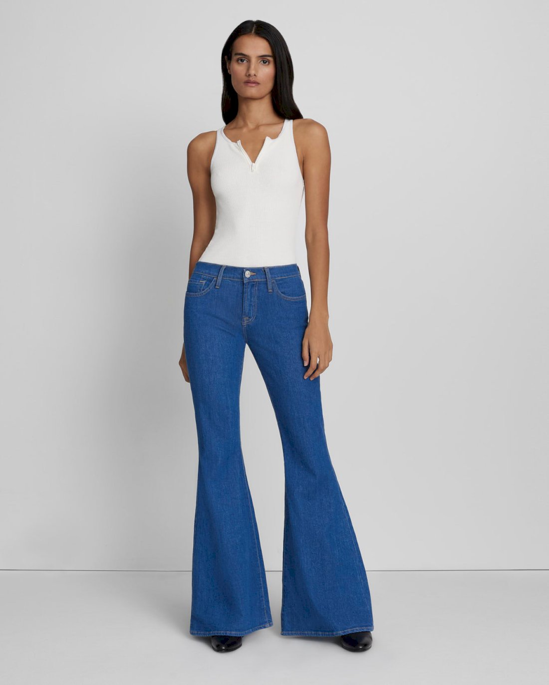No Filter Low Rise Flare in Aquamarine | 7 For All Mankind