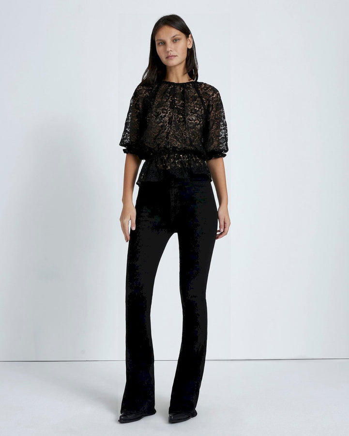 Soft Volume Lace Top In Black