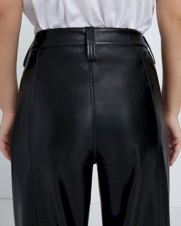 Faux Leather Easy Trouser in Black